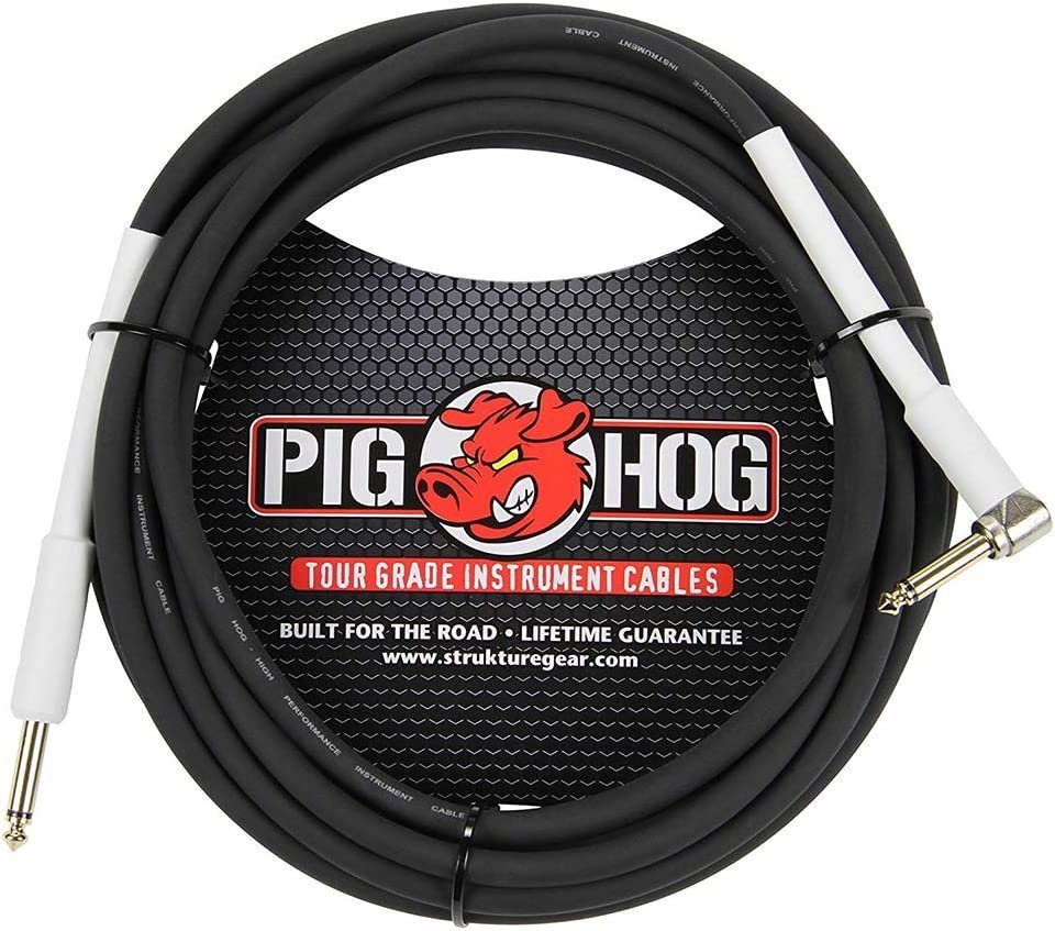 Pig HOG 18.6' Feet High Performance Instrument Cable Black (Straight-Angled), 2-Pack