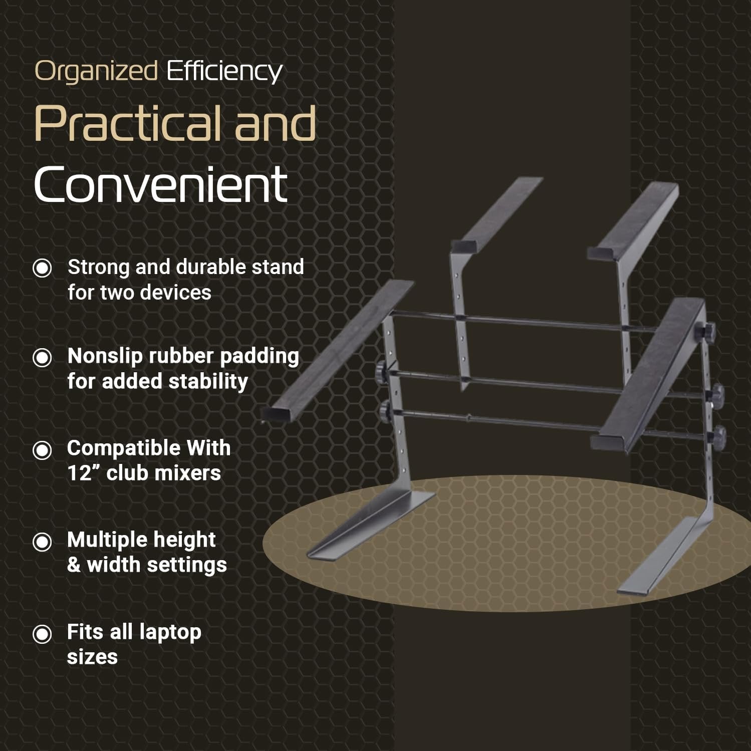 Headliner Covina Portable Dual DJ Controller Stand; Adjustable and Durable DJ Stand for Controller and Laptop; Perfect for your DJ Rig at Home, in the Club or on the Road (HL20003)