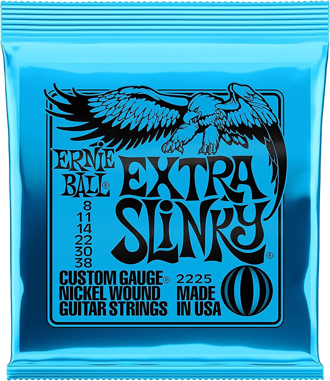 Ernie Ball 2225 Nickel Extra Slinky Electric Guitar Strings Gauge 8-38 3 Pack