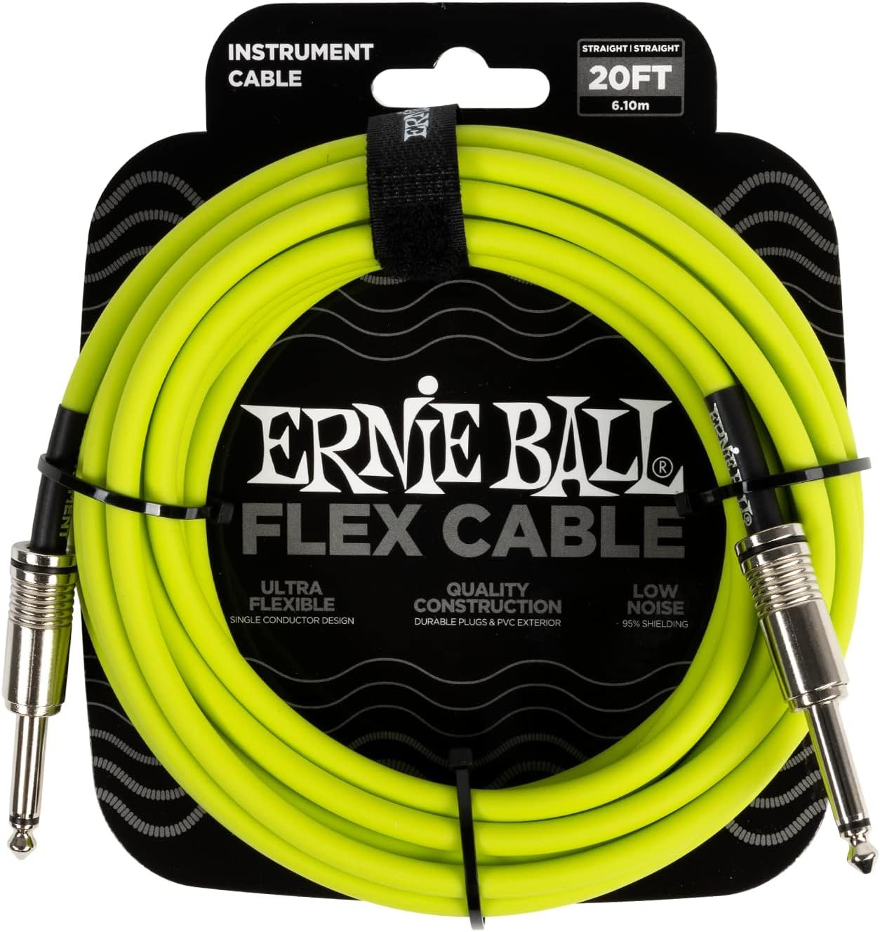 Ernie Ball Flex Instrument Cable Straight/Straight 20ft - Green