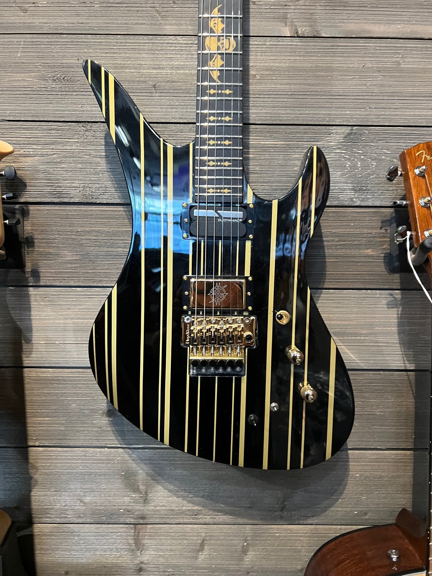 Schecter Synyster Gates Custom-S - Black with Gold Stripes