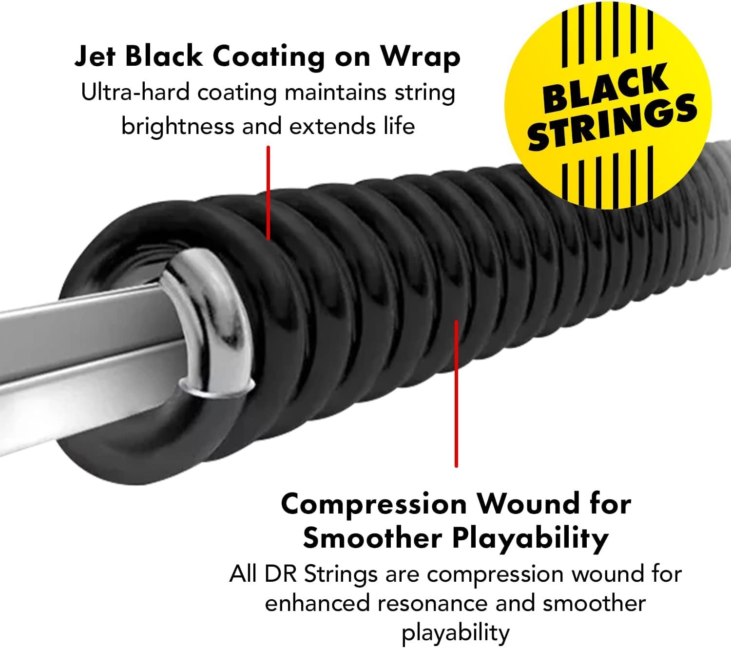 DR Strings Electric Guitar Strings, Black Beauties - Black Coated, 10-46