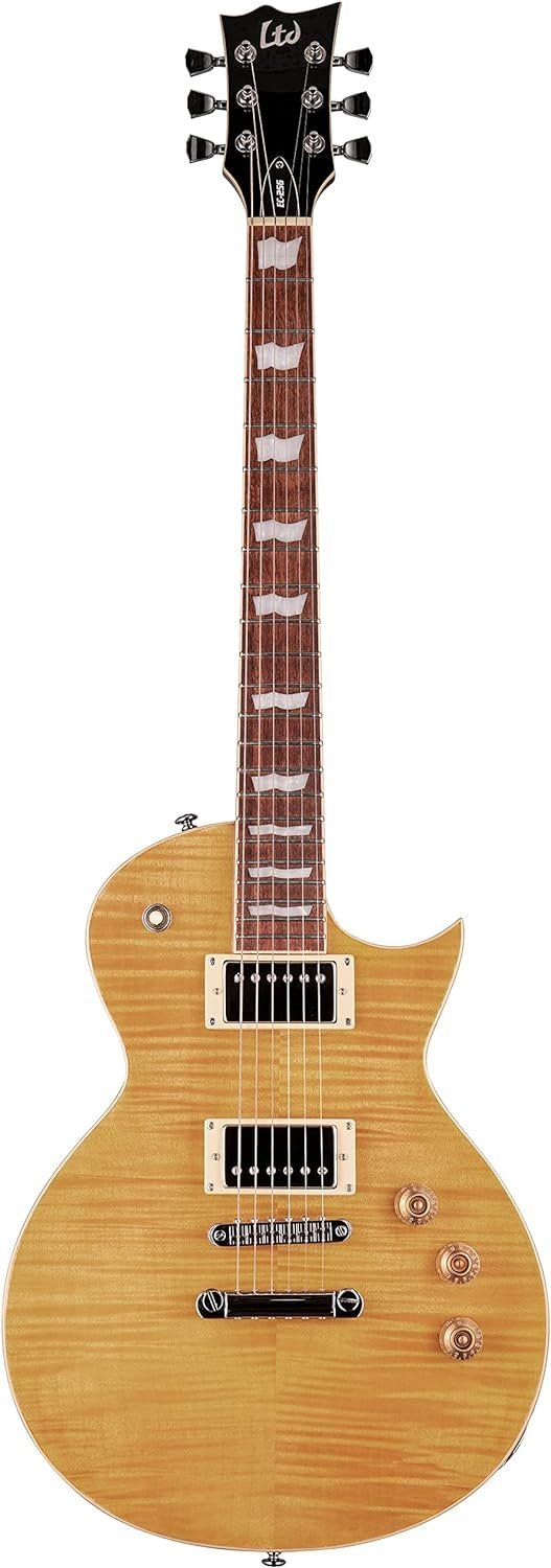 ESP 6 String LTD EC-256FM Electric Guitar, Vintage Natural, Right, (LEC256VN)