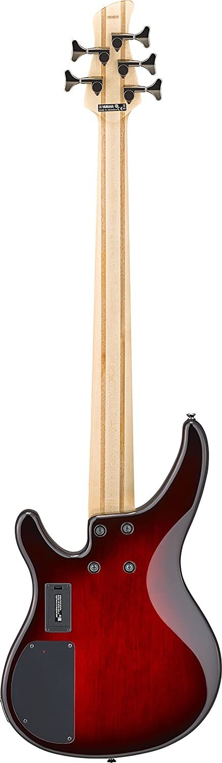 Yamaha TRBX605 5-String Flamed Maple Bass Guitar, Dark Redburst