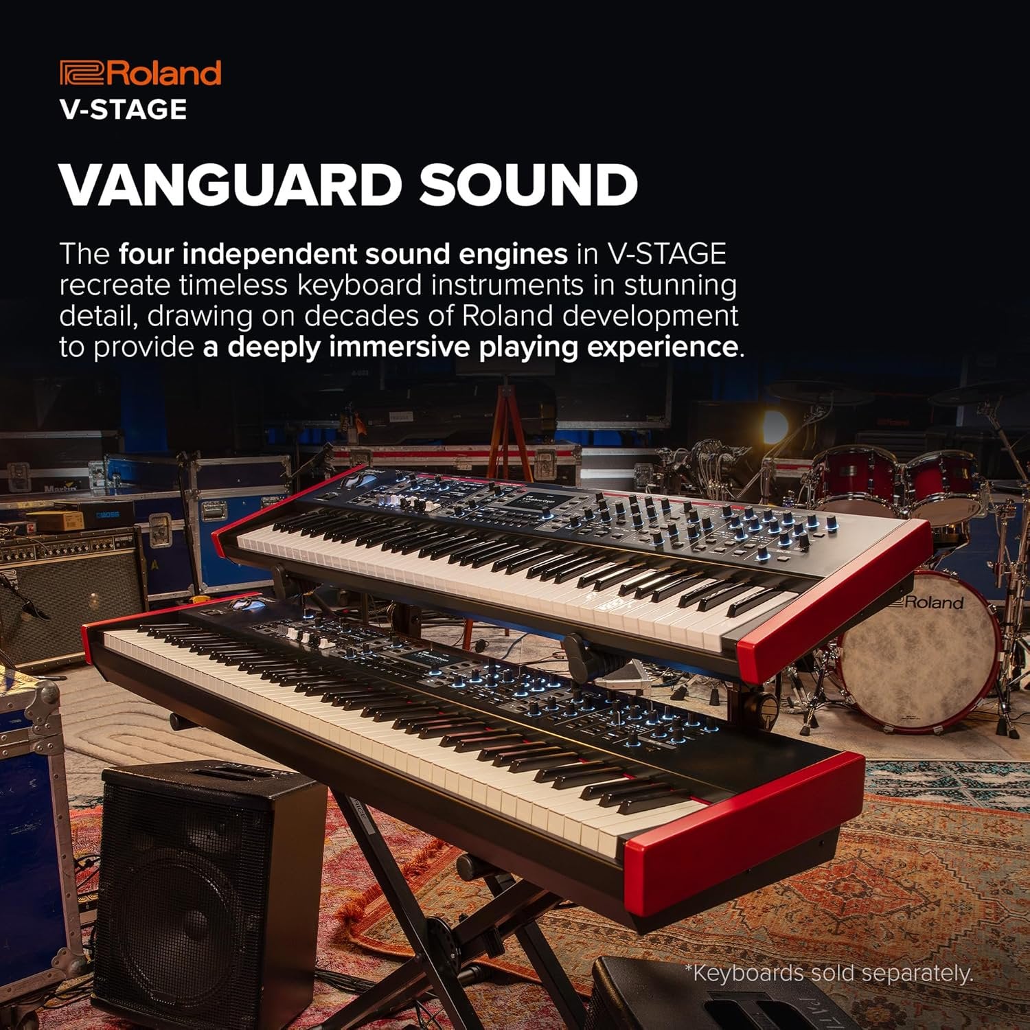 Roland V-STAGE 76 | Premium 76-Key Semi-Weighted Digital Keyboard | Ideal for Synth-Focused Players | Four Independent Sound Engines | Advanced Modeling Technology & Sound Customization