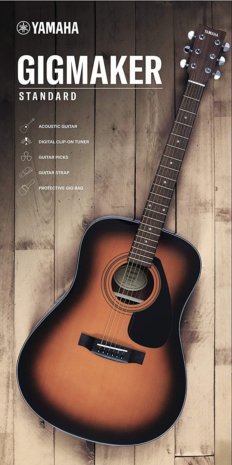 Yamaha GigMaker Standard Acoustic Guitar w/ Gig Bag, Tuner, Strap and Picks - Sunburst