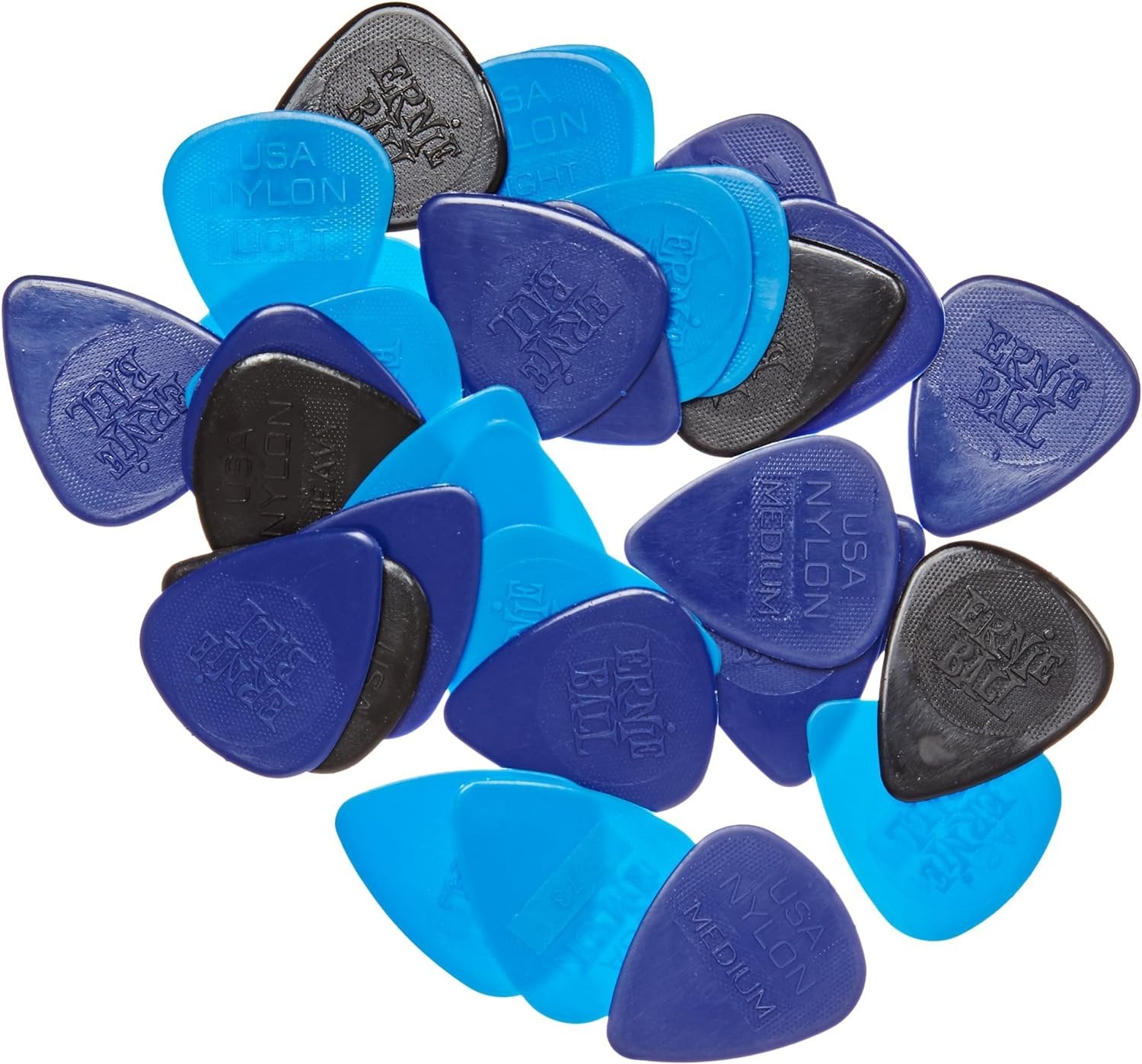 Ernie Ball Nylon Guitar Picks, Mixed Thin/Medium/Heavy, 50-pack (P09133)