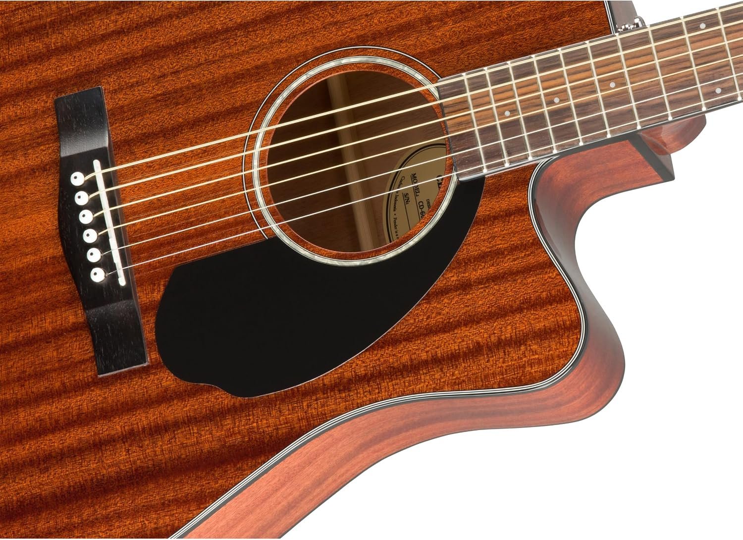Fender CD-60SCE All-Mahogany Dreadnought Cutaway Acoustic Electric Guitar, with 2-Year Warranty, Fishman Pickup and Preamp System, Natural