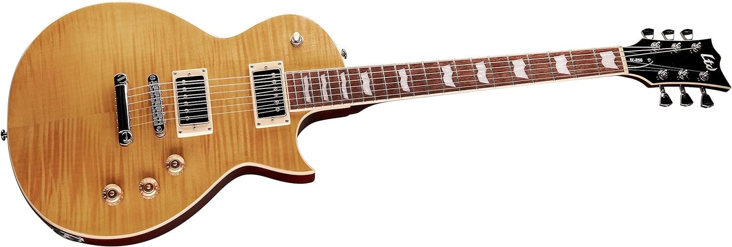 ESP 6 String LTD EC-256FM Electric Guitar, Vintage Natural, Right, (LEC256VN)