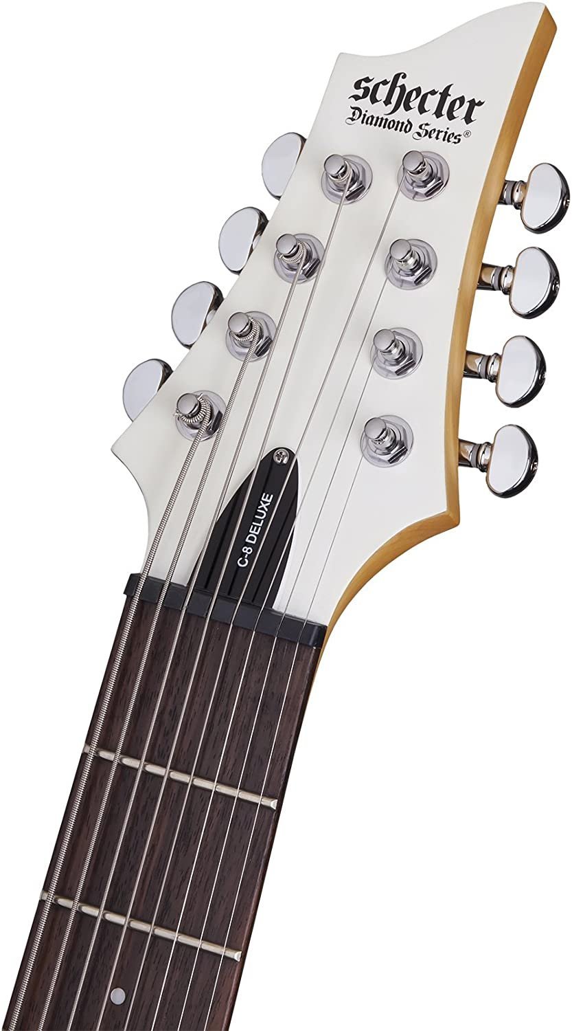 Schecter C-8 DELUXE Satin Black 8-String Solid-Body Electric Guitar, Satin Black