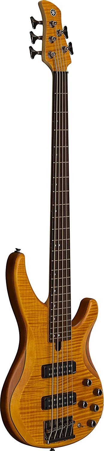 Yamaha TRBX605 5-String Flamed Maple Bass Guitar, Matte Amber