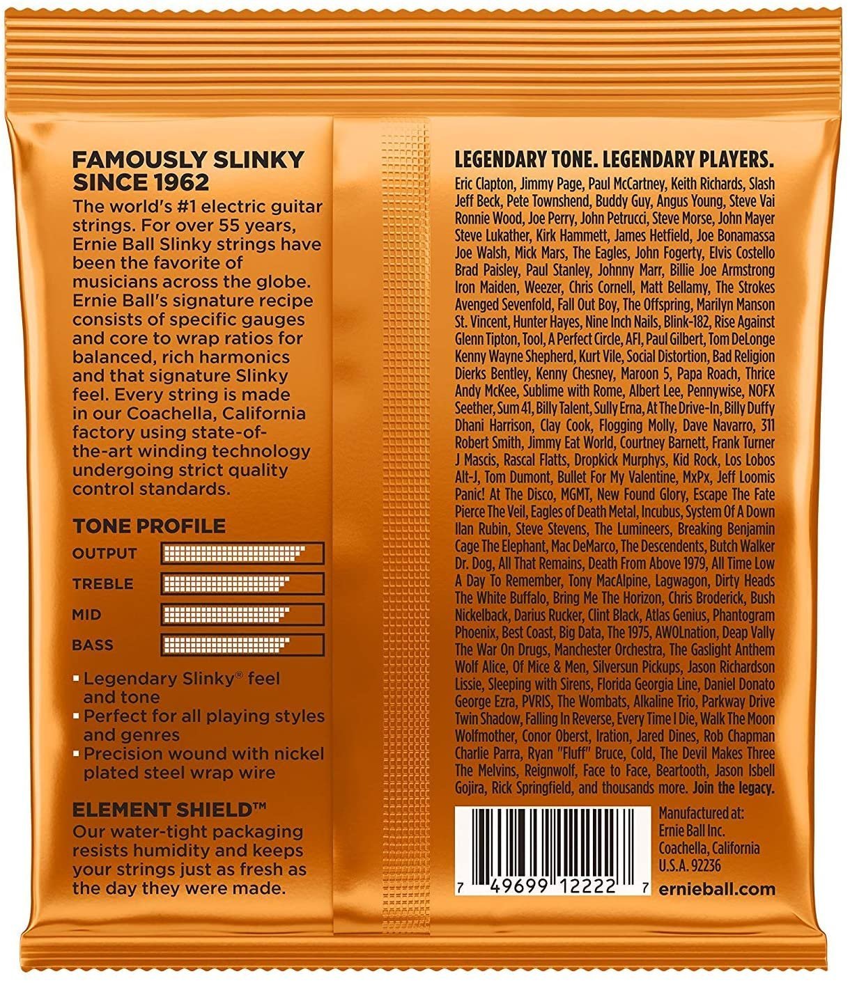 Ernie Ball 2222 Nickel Regular Slinky Orange Electric Guitar Strings 3 Pack