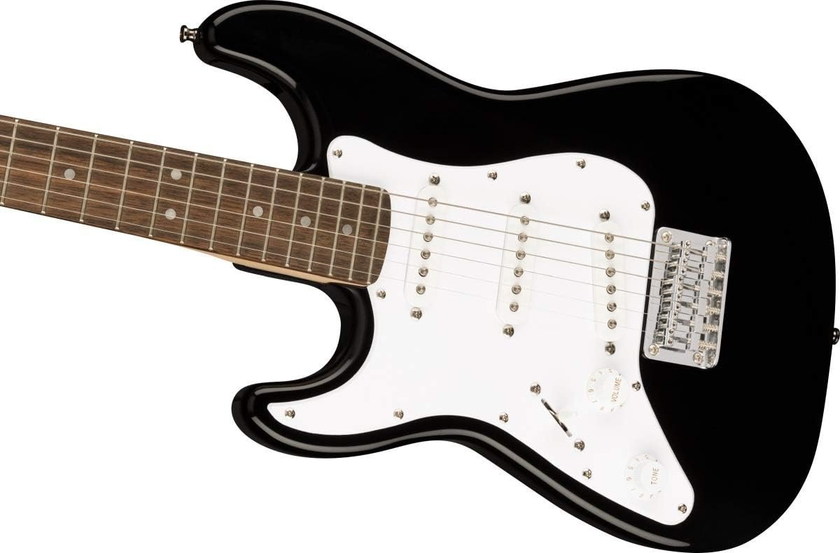Squier Mini Stratocaster Electric Guitar, with 2-Year Warranty, Black, Laurel Fingerboard, Left-Handed