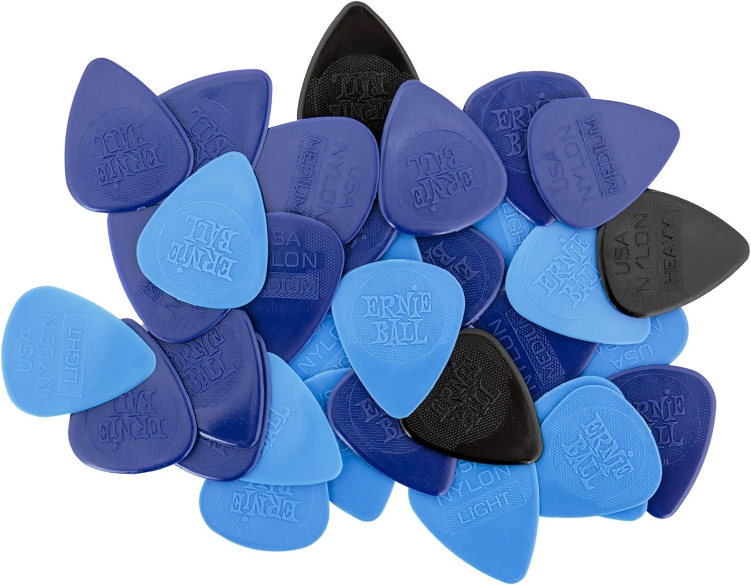 Ernie Ball Nylon Guitar Picks, Mixed Thin/Medium/Heavy, 50-pack (P09133)