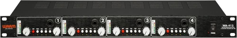 Warm Audio WA-412 4 Channel Microphone Preamp and Instrument DI, Black
