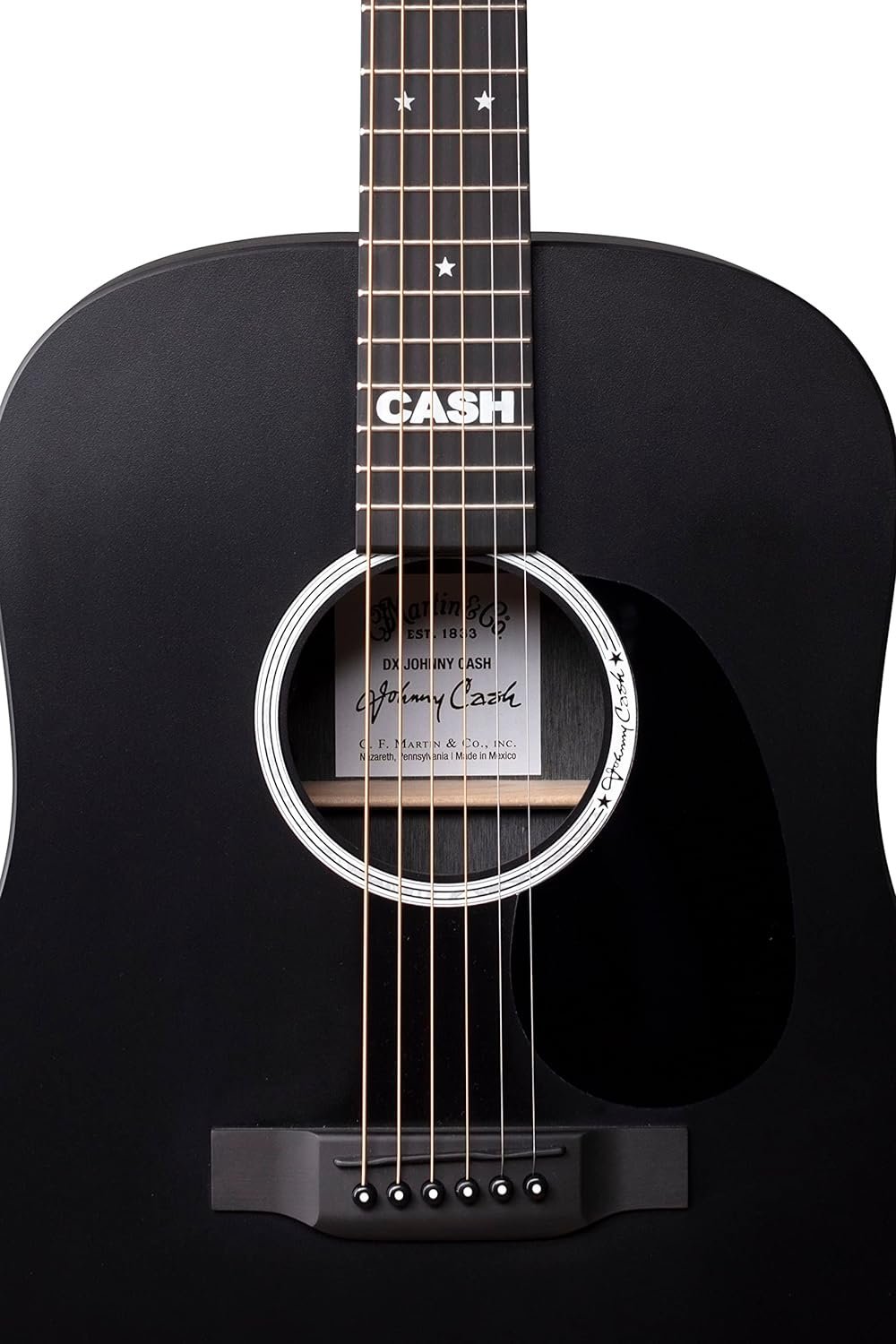 Martin Guitars DX Johnny Cash Signature Edition Acoustic-Electric Guitar with Gig Bag, HPL Construction, Modified D-14 Fret, Performing Artist Neck
