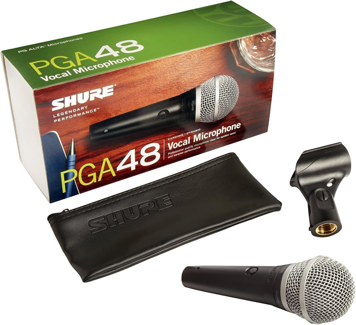 Shure PGA48 Dynamic Microphone, Stand Adapter and Zipper Pouch (PGA48-LC)