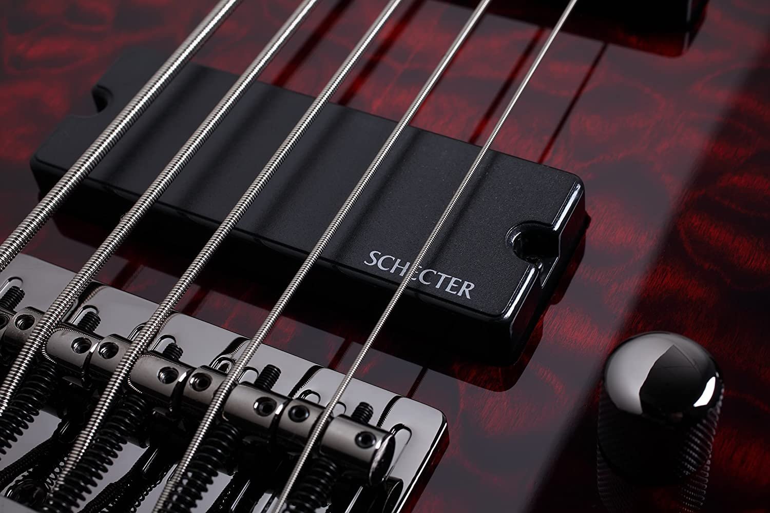 Schecter Stiletto Extreme-5 Bass Guitar, Black Cherry