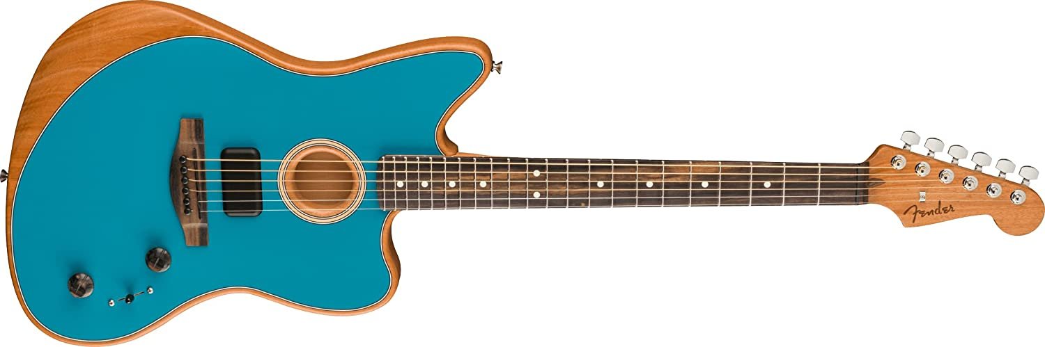 Fender American Acoustasonic Jazzmaster Acoustic Electric Guitar, Ocean Turquoise, Ebony Fingerboard, with Gig Bag