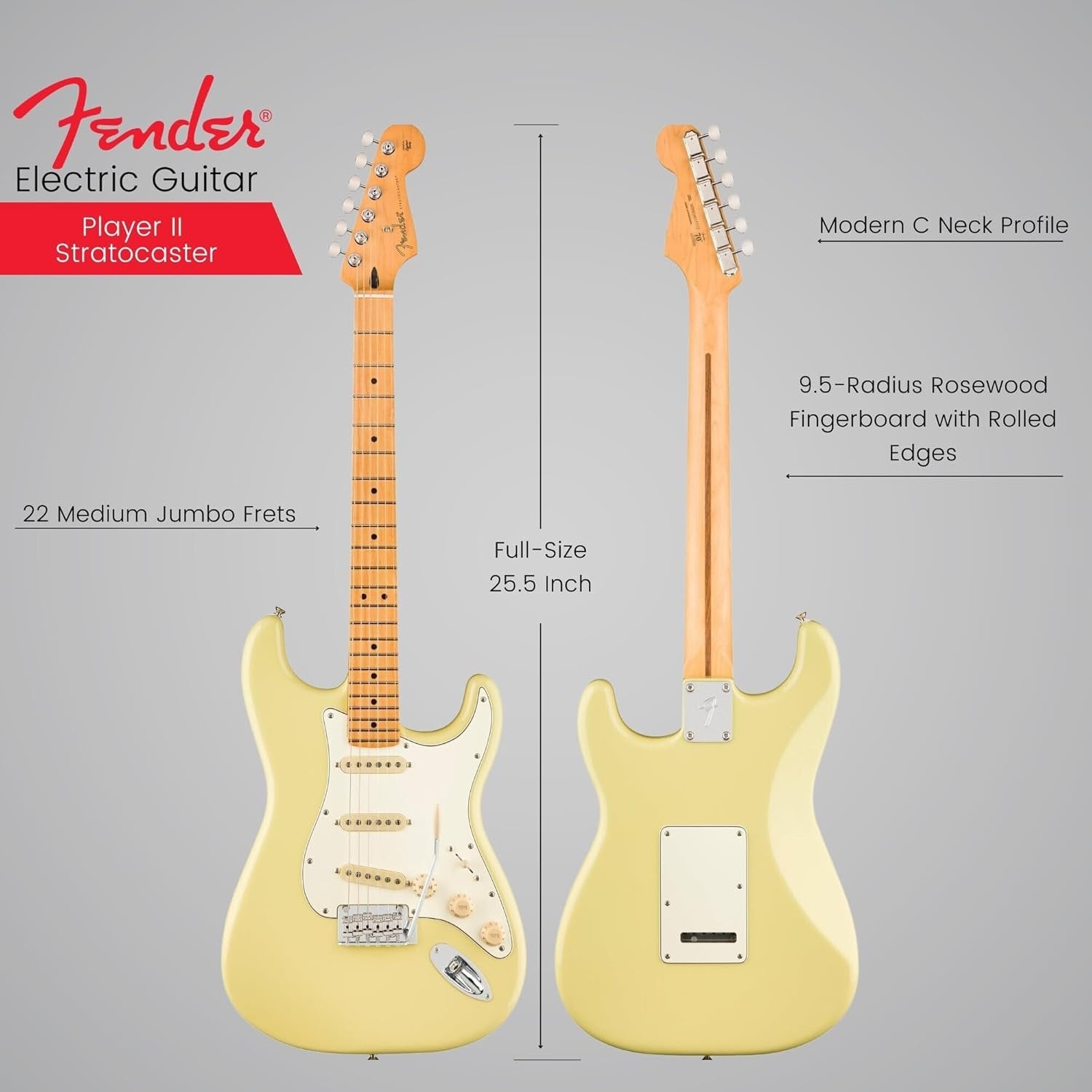 Fender Player II Stratocaster, Maple Fingerboard, Hialeah Yellow