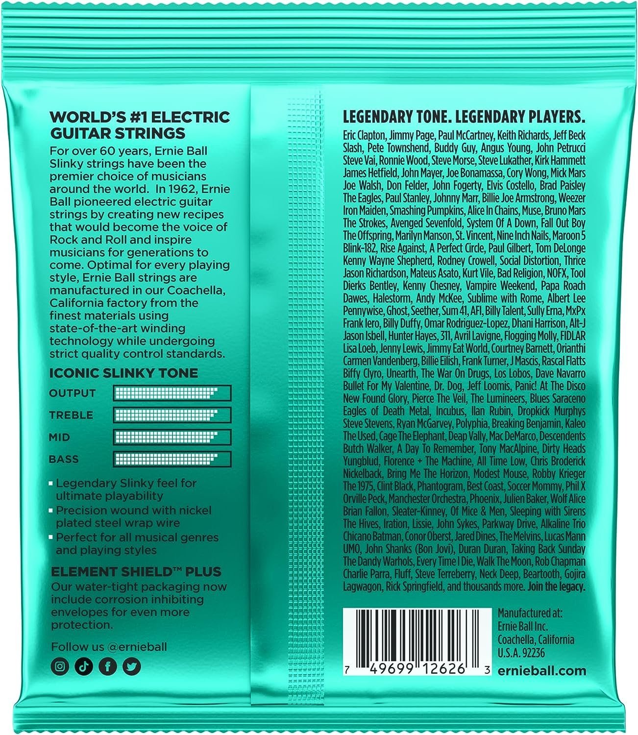 Ernie Ball Not Even Slinky Nickel Wound Electric Guitar Strings - 12-56 Gauge