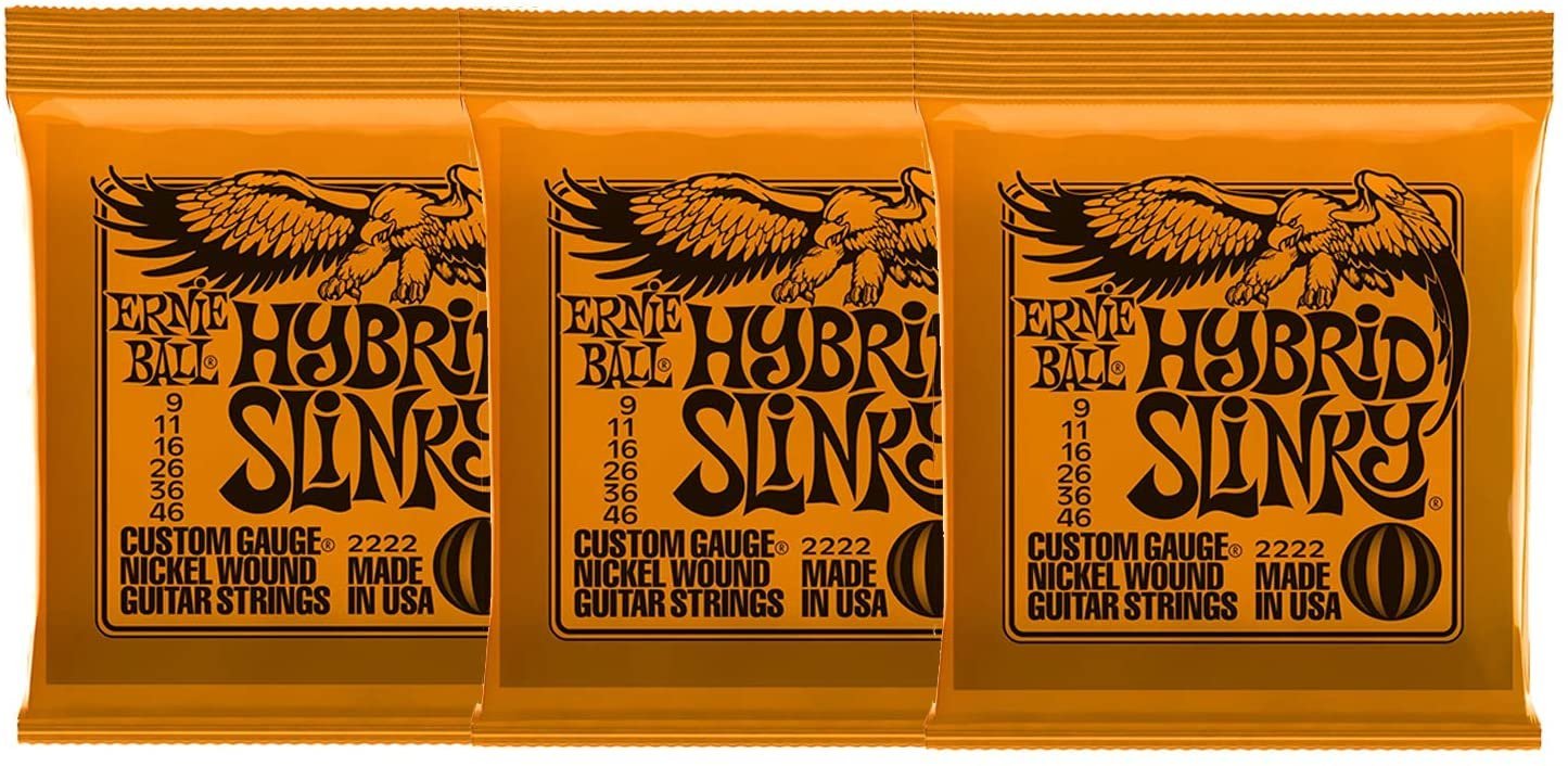 Ernie Ball 2222 Nickel Regular Slinky Orange Electric Guitar Strings 3 Pack