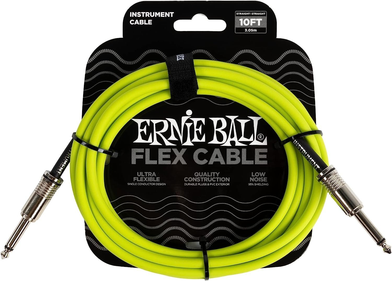 Ernie Ball Flex Instrument Cable Straight/Straight 10ft - Green