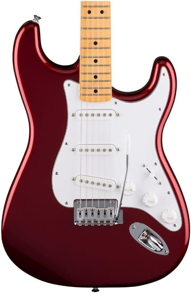 Fender Standard Series Stratocaster, Electric Guitar, with 2-Year Warranty, Modern "C" Shaped Neck, Laurel Fingerboard, White Pickguard, Candy Cola