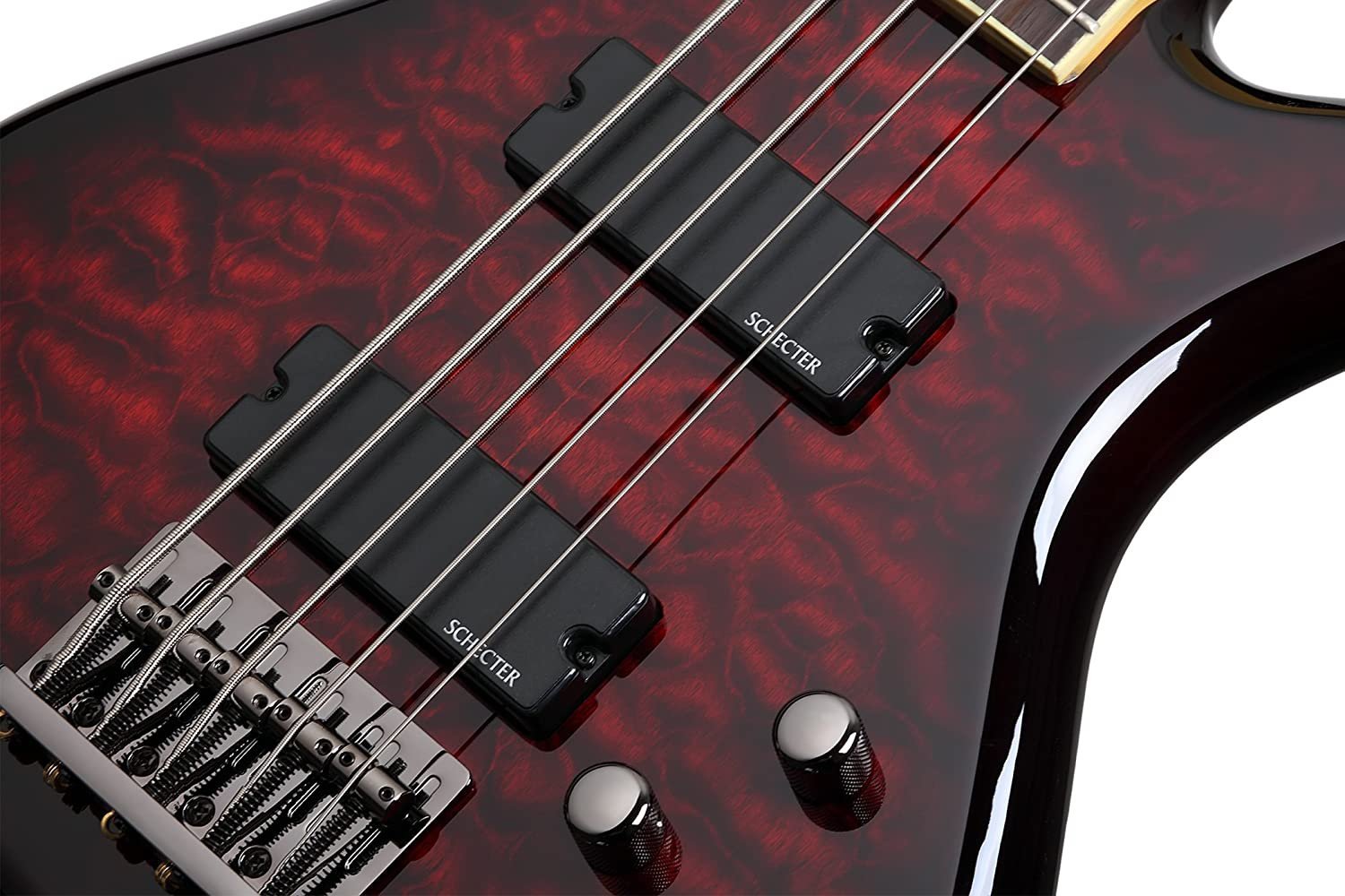 Schecter Stiletto Extreme-5 Bass Guitar, Black Cherry