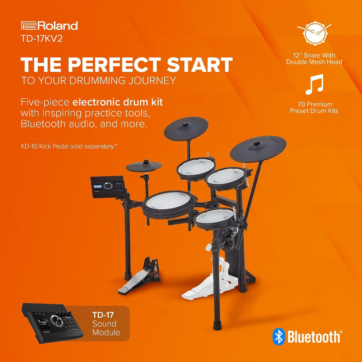 Roland TD-17KV2 V-Drums Quiet 5-Piece Electronic Drum Kit
