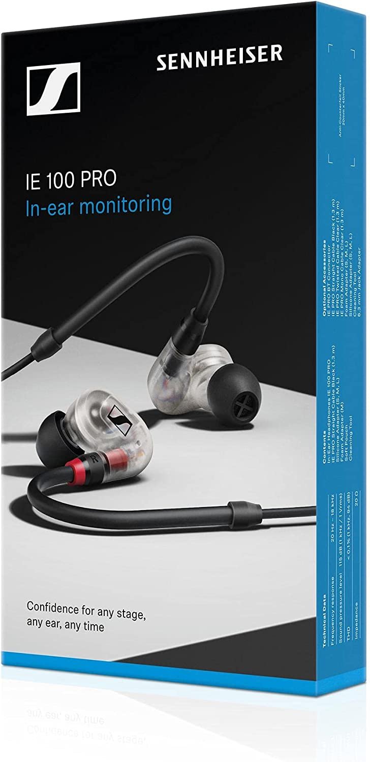 Sennheiser Professional IE 100 PRO Dynamic In-Ear Monitoring Headphones, Clear
