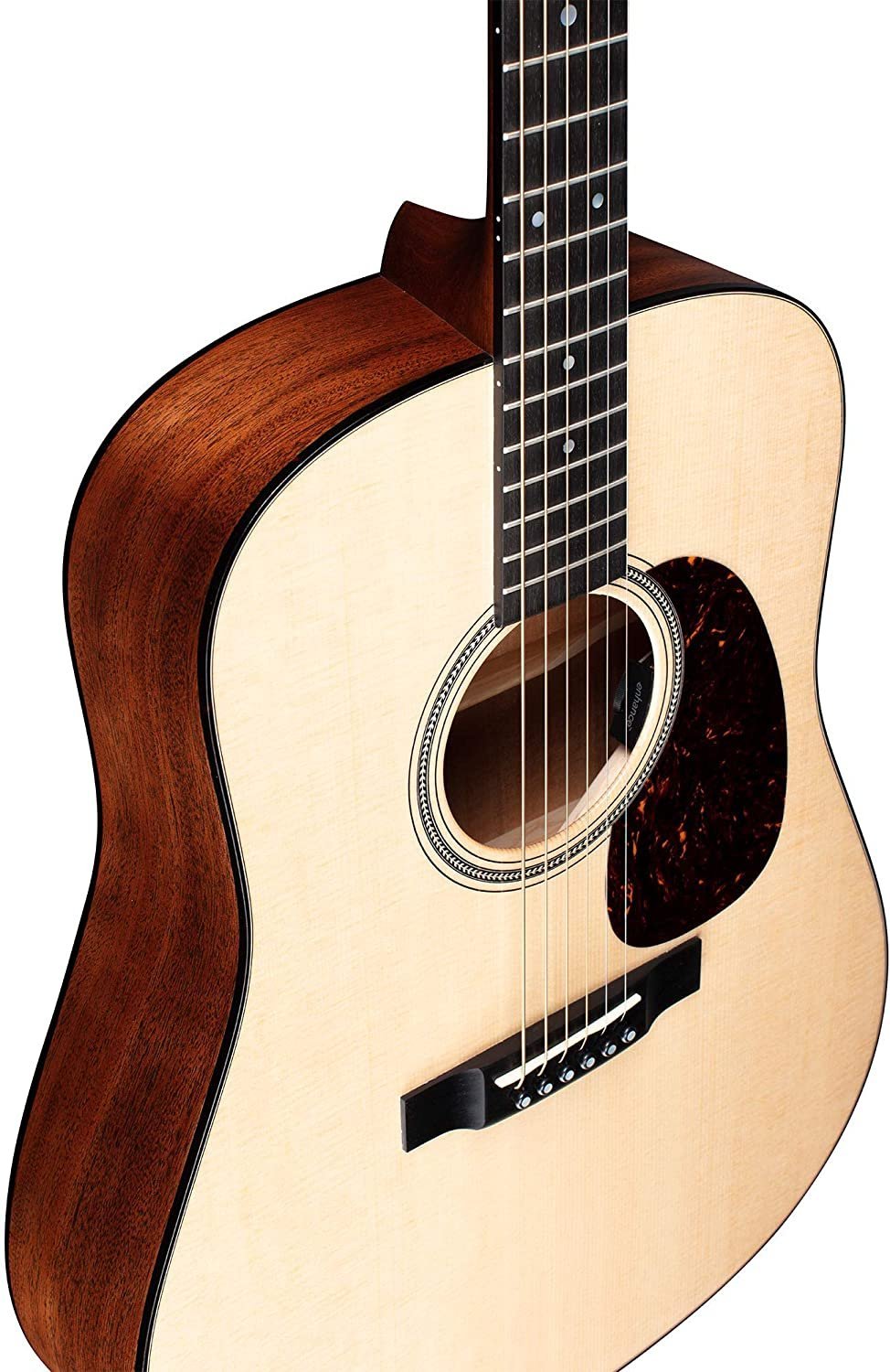 Martin Guitar D-16E Mahogany with Gig Bag, Acoustic-Electric Guitar, Mahogany and Sitka Spruce Construction, Gloss-Top Finish, D-14 Fret, and Low Oval Neck Shape