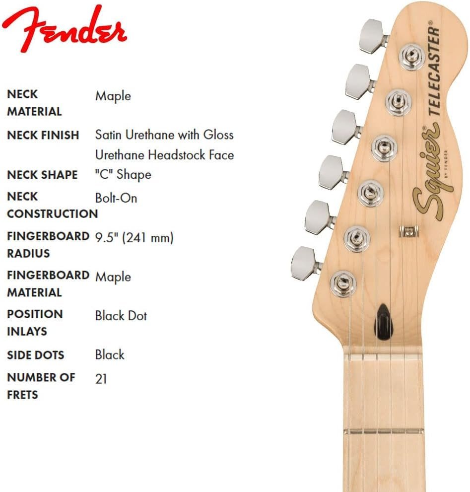 Squier Affinity Series Telecaster Electric Guitar, 3-Color Sunburst, Maple Fingerboard