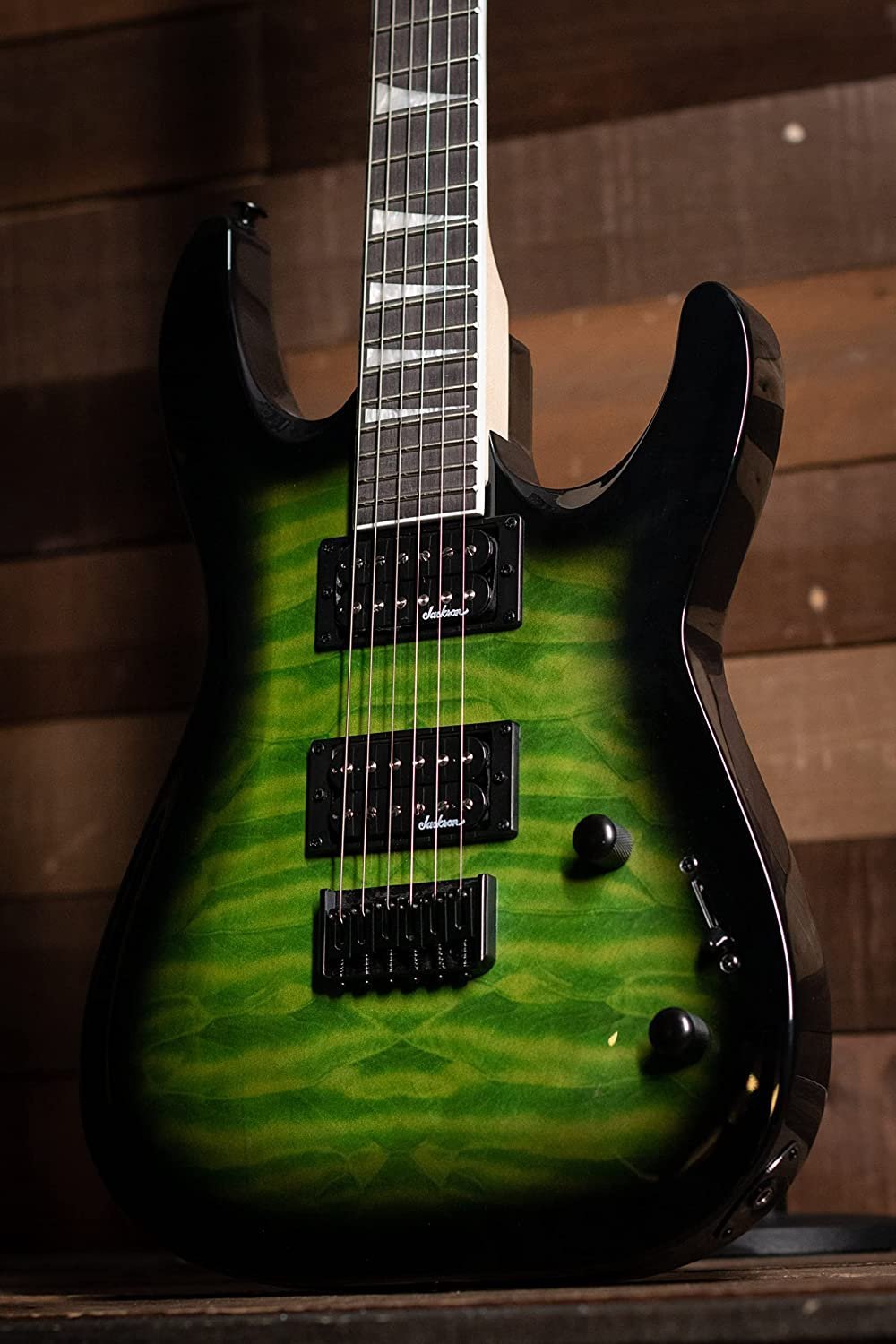 Jackson JS Series Dinky Arch Top JS32Q DKA HT 6-String Electric Guitar with Amaranth Fingerboard (Right-Handed, Transparent Green Burst)