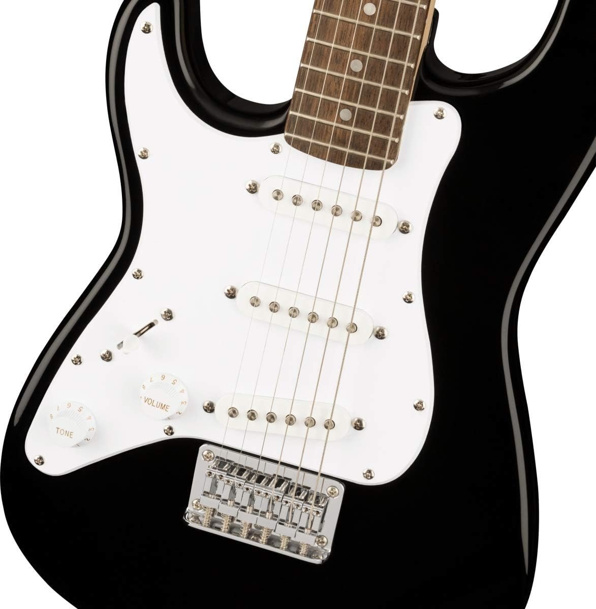 Squier Mini Stratocaster Electric Guitar, with 2-Year Warranty, Black, Laurel Fingerboard, Left-Handed