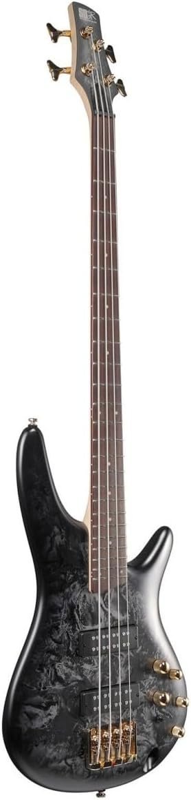 Ibanez SR Standard 4-String Electric Bass Guitar with PowerSpan Dual Coil Pickups and Accu-Cast B500 Series Bridge (Black Ice Frozen Matte)