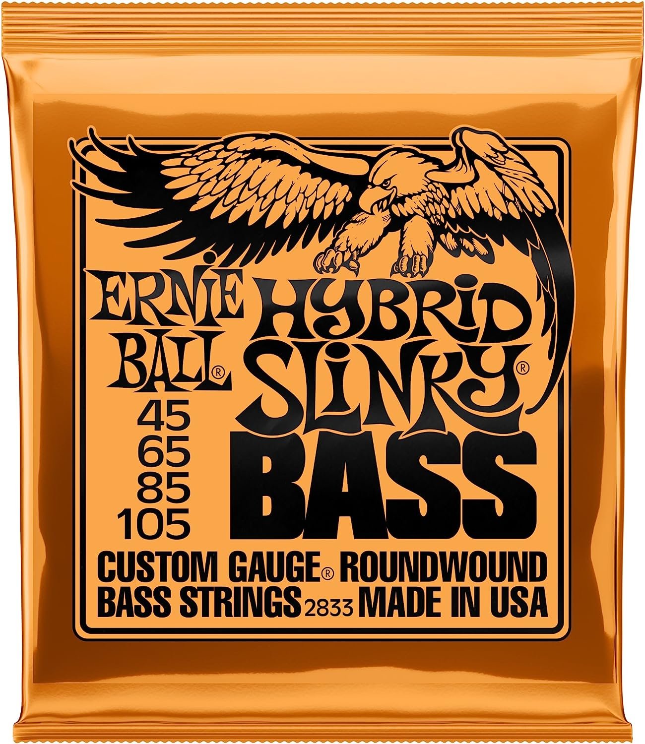 Ernie Ball Hybrid Slinky Nickel Wound Bass Guitar Strings, 45-105 Gauge (P02833)