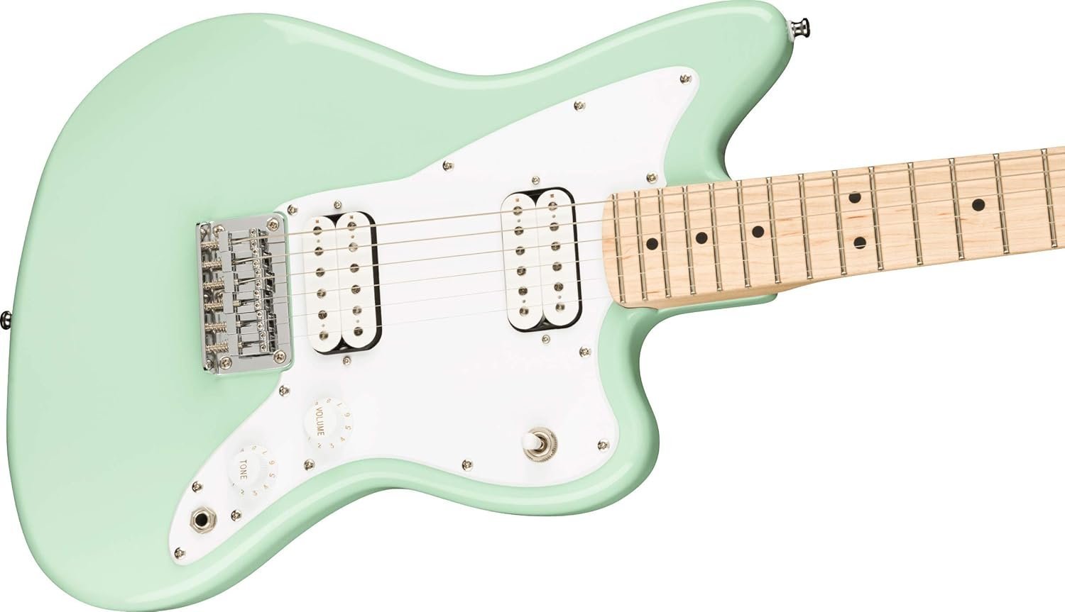 Squier Mini Jazzmaster Electric Guitar, with 2-Year Warranty, Surf Green, Maple Fingerboard