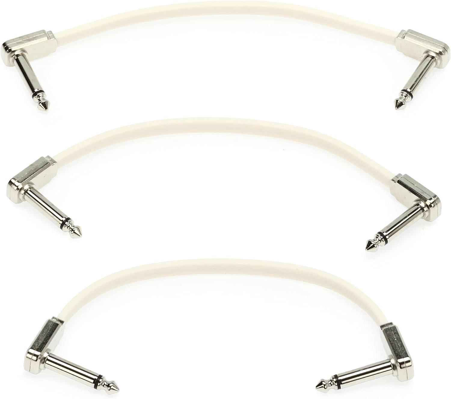 Ernie Ball Flat Ribbon Patch Cable 3-Pack, 6in, White (P06385)