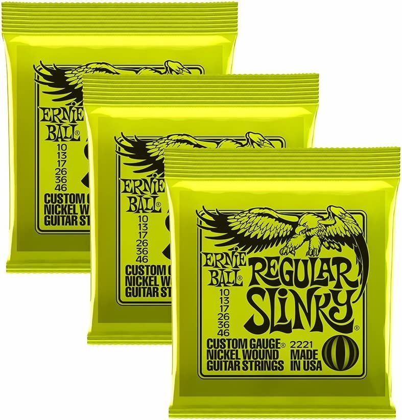 Ernie Ball 2221 Regular Slinky Electric Guitar Strings (10-46), 3 Packs