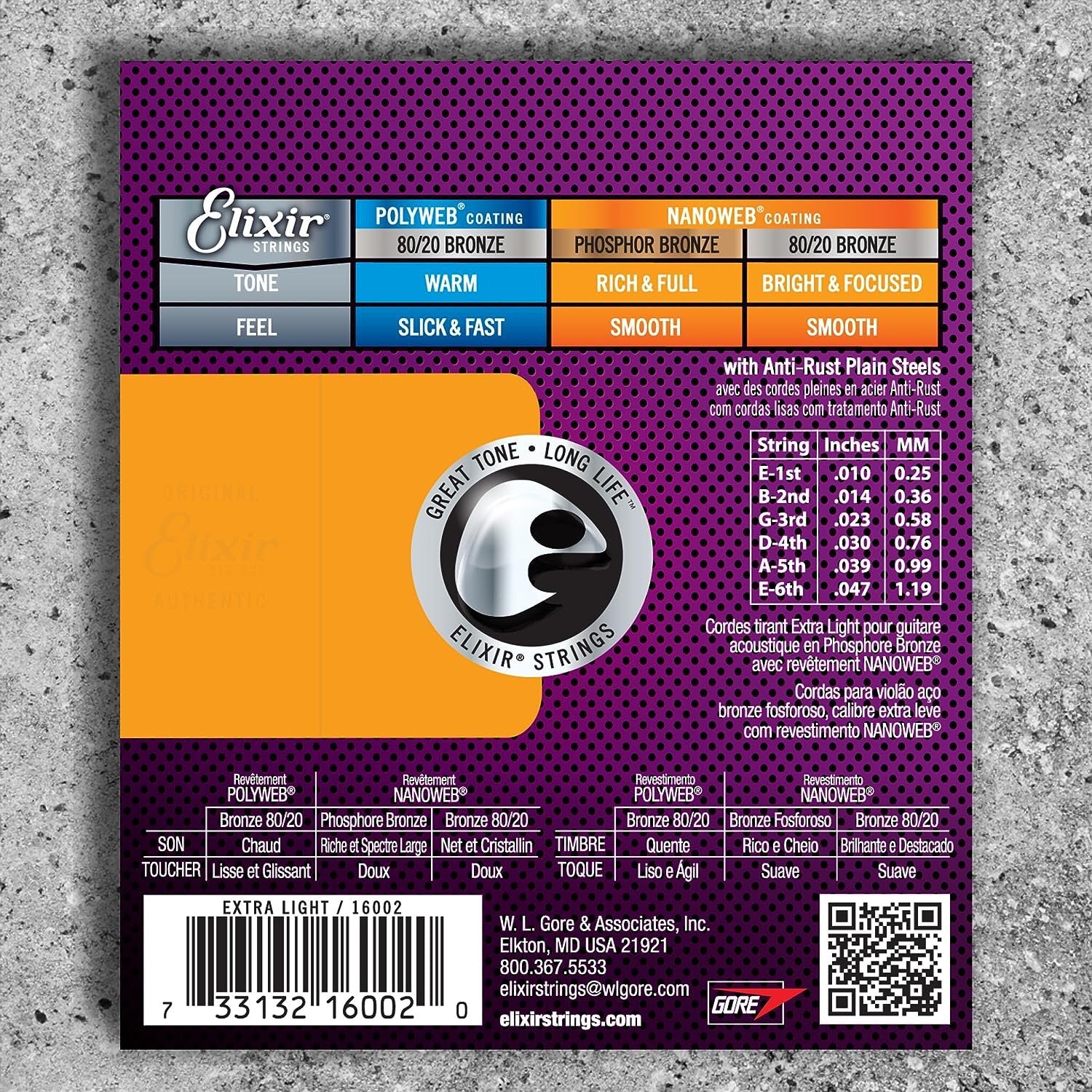 Elixir Strings - Acoustic Phosphor Bronze with NANOWEB Coating - Elixir Acoustic Guitar Strings - Extra Light (.010-.047)