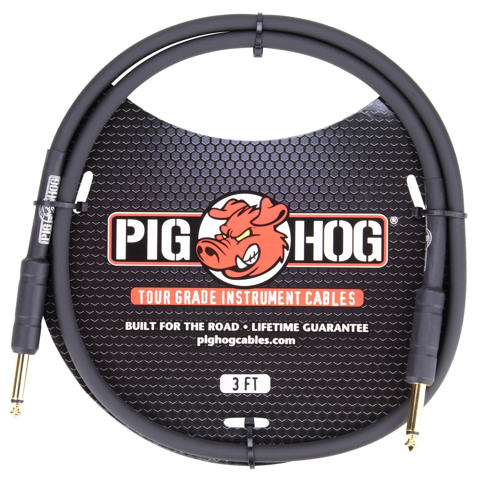 Pig Hog PH3 High Performance 8mm 1/4" Guitar Instrument Cable, 3 Feet