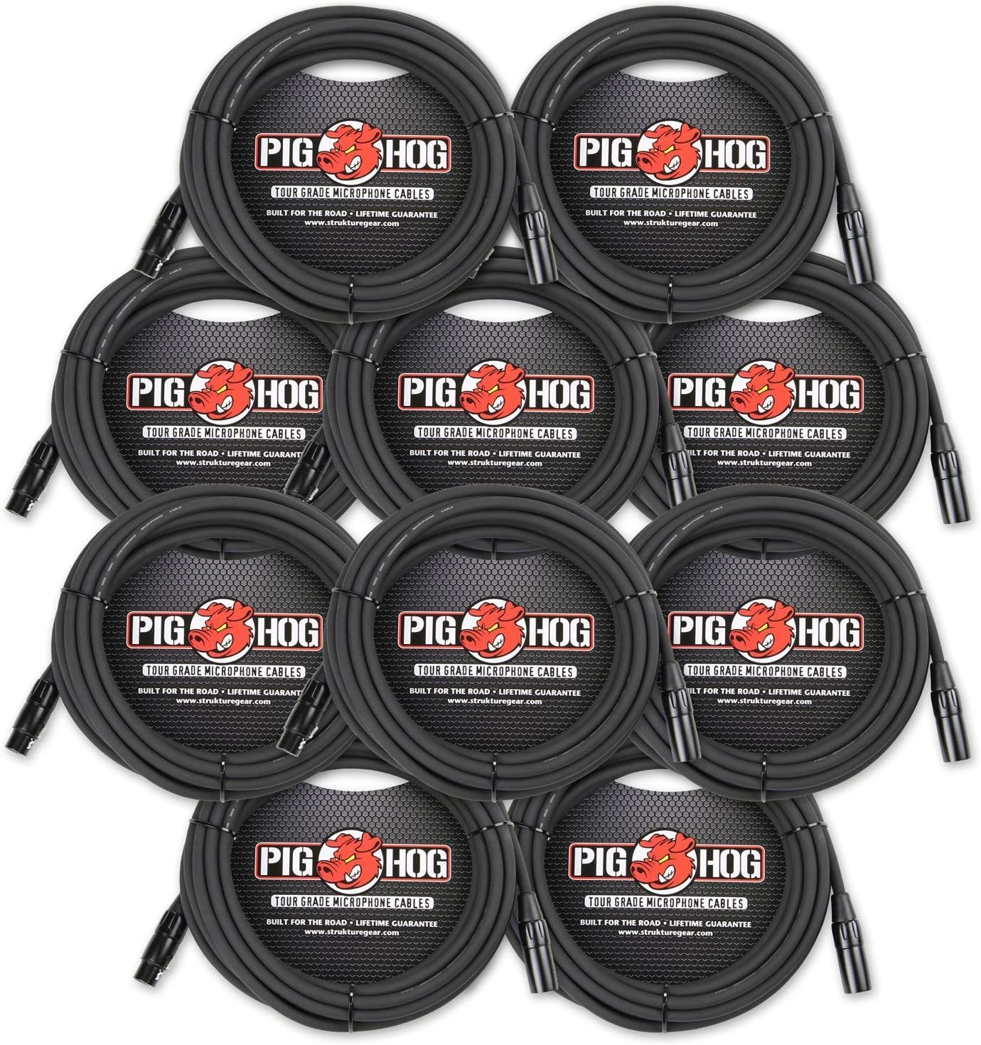 Pig Hog 20FT XLR Cable [8MM Mic Cable] 10 Pack - PHM20