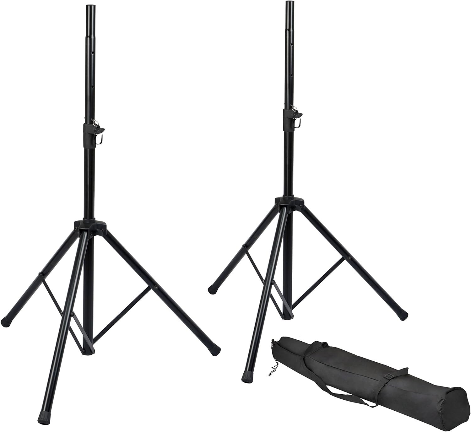 Rok-It Adjustable Speaker Stand Set with Carry Bag and Dual Diameter tube for Both 35mm and 38mm Speaker Mounts; (RI-SPKRSTDSET)