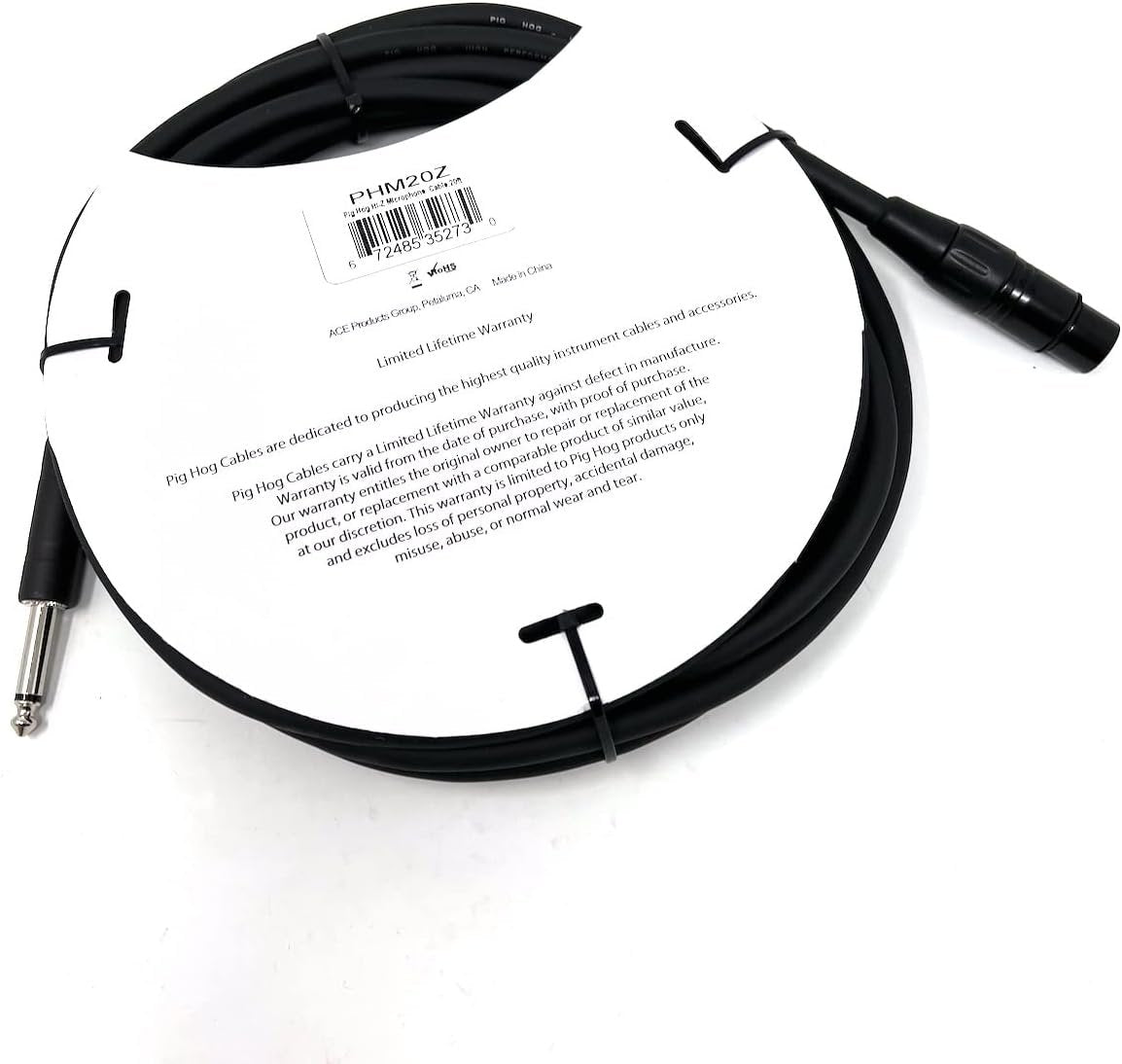 Pig Hog PHM20Z Tour Grade High Performance Hi-Z Microphone Cable 20-Feet Heat Shrink Protected XLR and 1/4" Connectors 8mm High Quality PVC Outer Covering Build for The Road