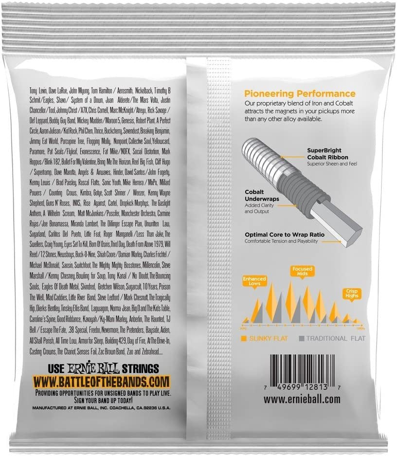 Ernie Ball Hybrid Slinky Flatwound Bass Guitar Strings, 45-105 Gauge (P02813)