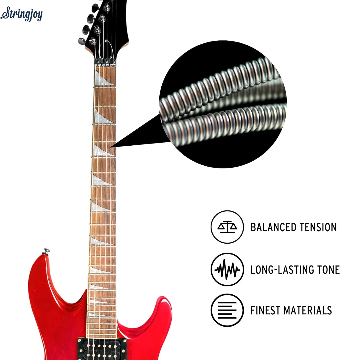 Stringjoy BAL95 Signature Nickel Electric Guitar Strings, (Balanced Super Light Plus Gauge - 9.5-46)