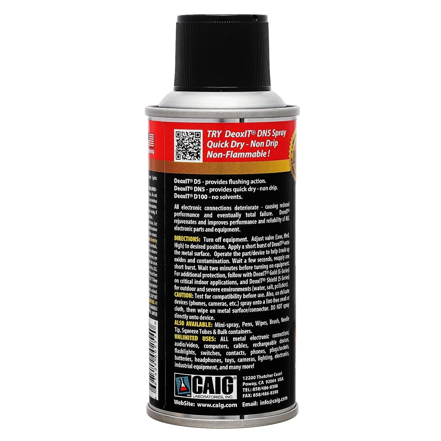 DeoxIT D5S-6 Spray, More Than A Contact Cleaner, 142g, Integrated Straw, Pack of 1