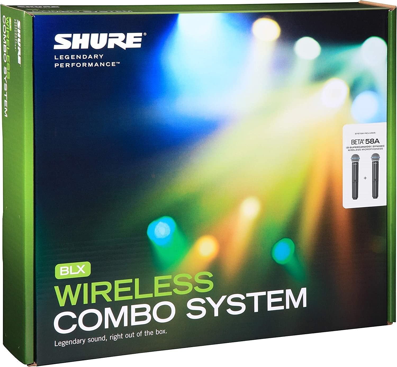 Shure BLX288/B58 Wireless Microphone System for Two Vocalists with BLX88 Dual Channel Receiver and 2X BLX2 Handheld Transmitters with BETA 58A Mic Capsules Optimized for Lead Vocals - H10 Band