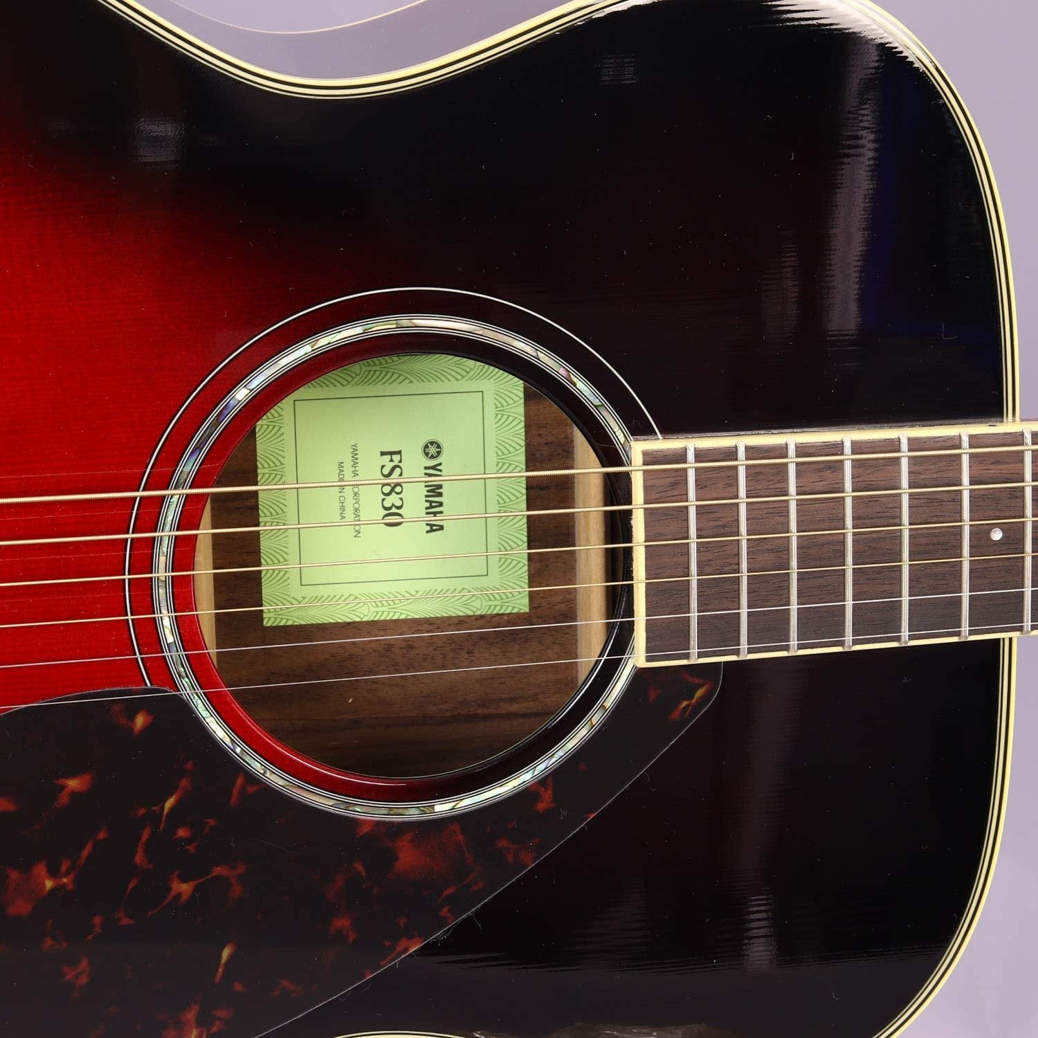 Yamaha FS830 Small Body Solid Top Acoustic Guitar, Dusk Sun Red